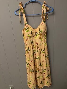 LC Lauren Conrad Lemon Print Tie-Shoulder Midi Dress - Yellow & Green